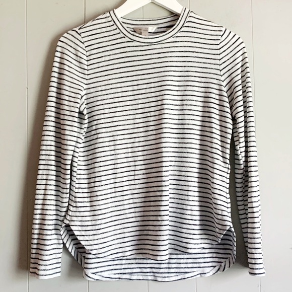 BANANA REPUBLIC Luxspun Curved Hem T-SHIRT Mariniere Striped Pullover S - Picture 1 of 2